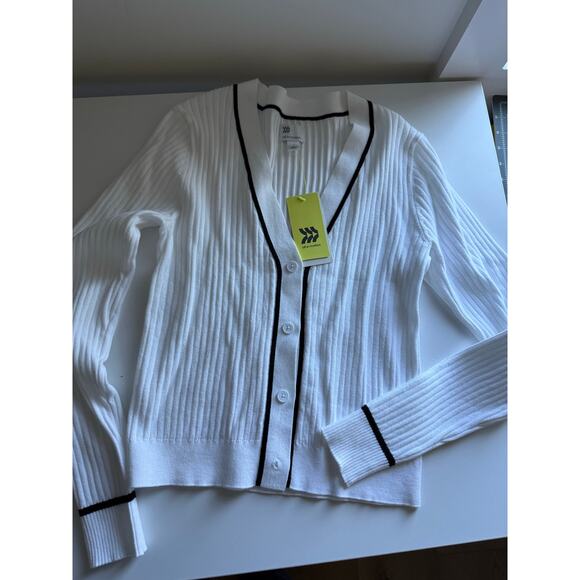 $30 New All In Motion White Ribbed Cardigan - Small - Picture 4 of 8